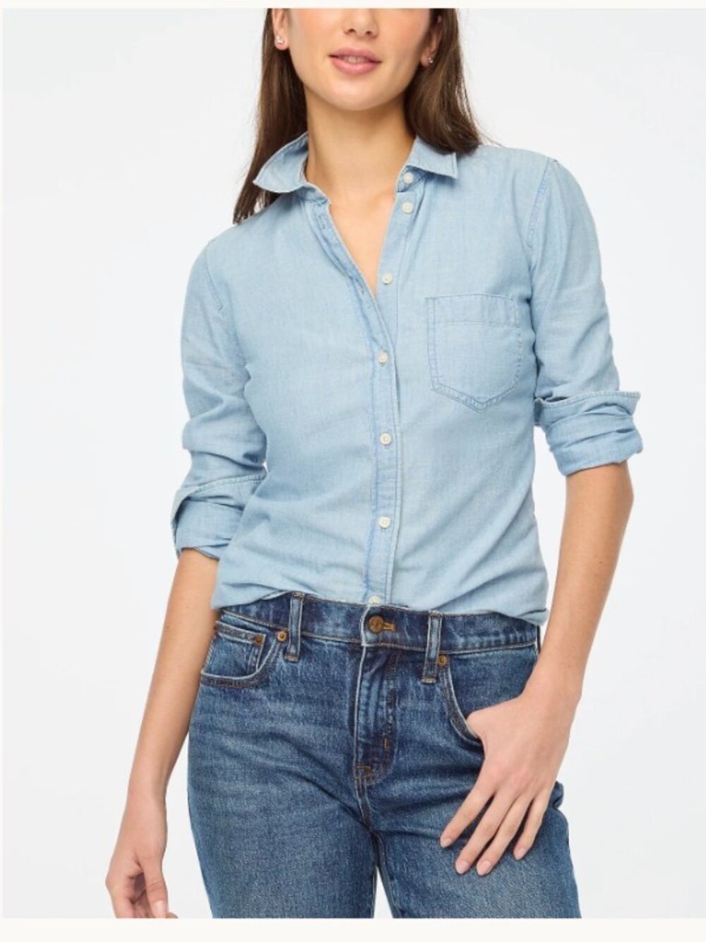 J.Crew Factory Chambray Shirt Womens XL Blue Lovers Lane Wash Button Up NWT